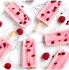 Pink ice-cream sorbet and raspberry